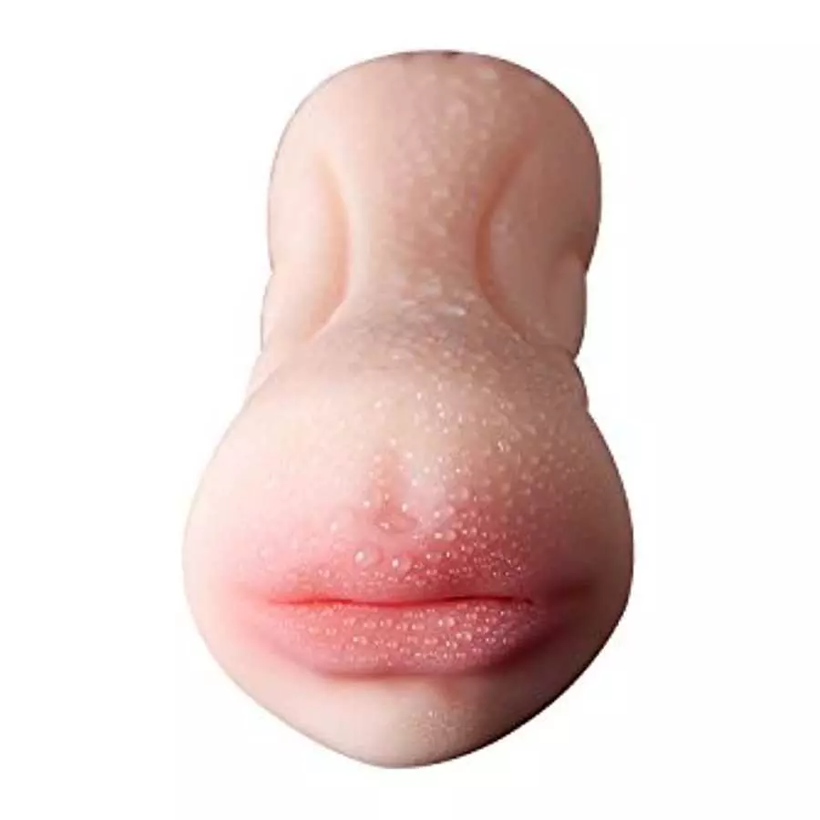 2 in 1 Lifelike Pocket Pussy Male Masturbator Toy with 3D Realistic Vagina and Teeth & Tongue Sex Stroker Hands Free Flesh Light