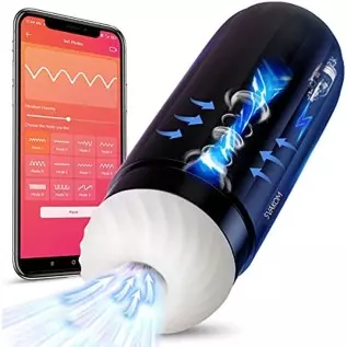 APP-Remote Automatic Sucking Masturbator Men Sex-Toy - SVAKOM APP-Control & 2D Interactive Hands Free Masturbators Cup with 5 Su