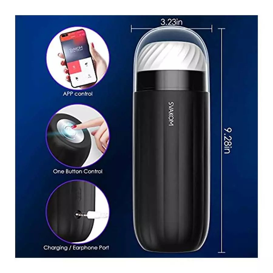 APP-Remote Automatic Sucking Masturbator Men Sex-Toy - SVAKOM APP-Control & 2D Interactive Hands Free Masturbators Cup with 5 Su