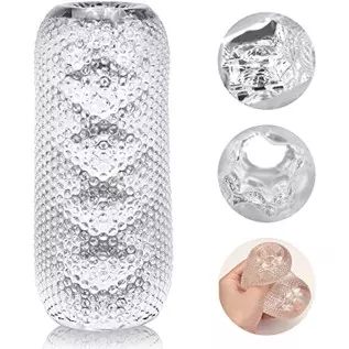 Male Masturbator Cup Masturbate Sleeve Sex Toy, Double-Opened Crystal Vagina Oral Sleeve Transparent Stroker Blowjob Sucking Por