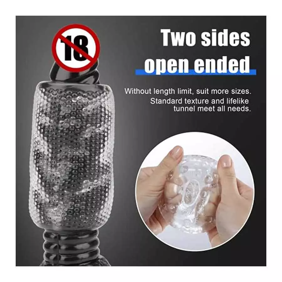 Male Masturbator Cup Masturbate Sleeve Sex Toy, Double-Opened Crystal Vagina Oral Sleeve Transparent Stroker Blowjob Sucking Por