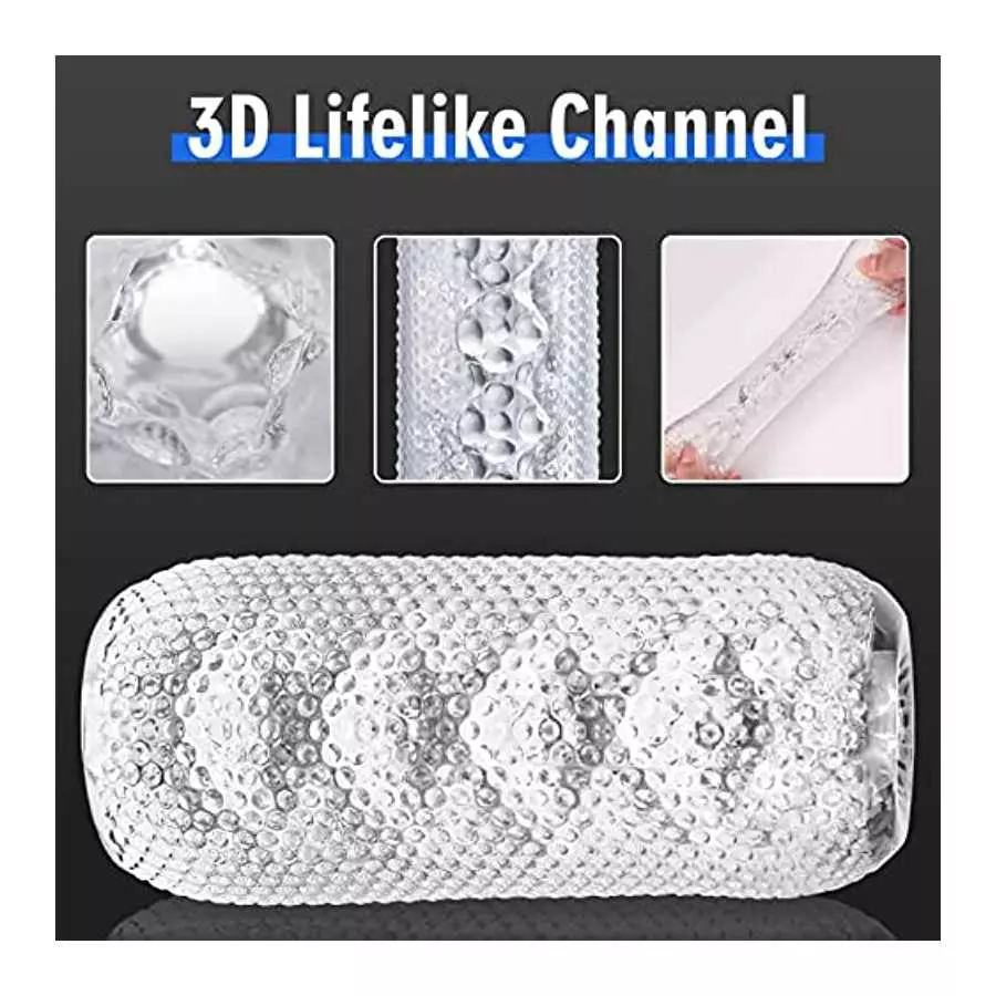 Male Masturbator Cup Masturbate Sleeve Sex Toy, Double-Opened Crystal Vagina Oral Sleeve Transparent Stroker Blowjob Sucking Por