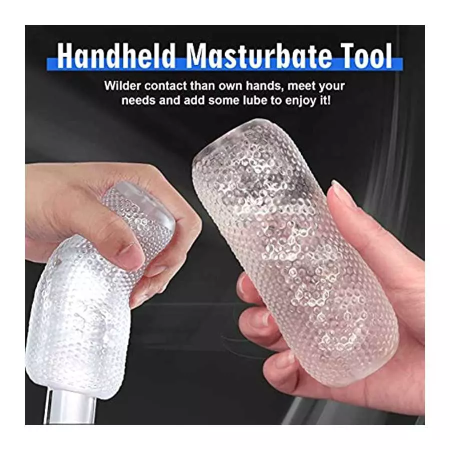 Male Masturbator Cup Masturbate Sleeve Sex Toy, Double-Opened Crystal Vagina Oral Sleeve Transparent Stroker Blowjob Sucking Por