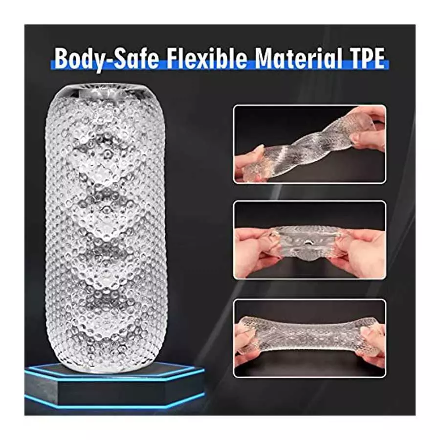 Male Masturbator Cup Masturbate Sleeve Sex Toy, Double-Opened Crystal Vagina Oral Sleeve Transparent Stroker Blowjob Sucking Por