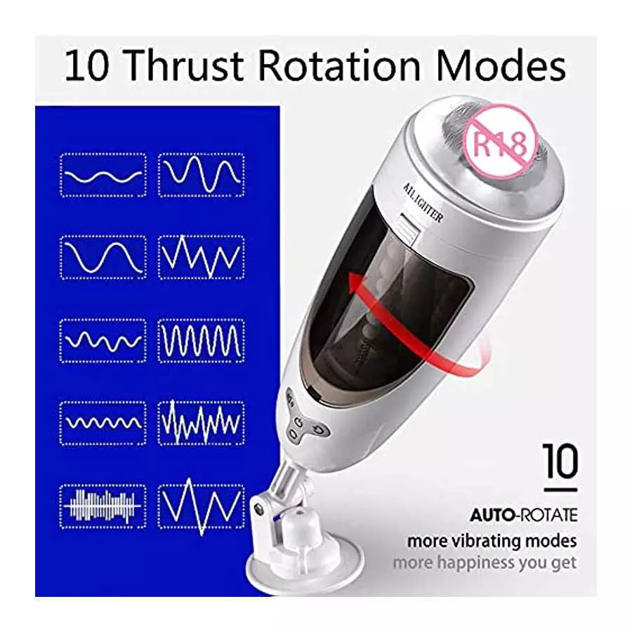 Automatic Male Masturbator Cup, Heating Soft Silicone Electric Man Masturbators with 6 Thrusting Rotating Modes Hands Free Power