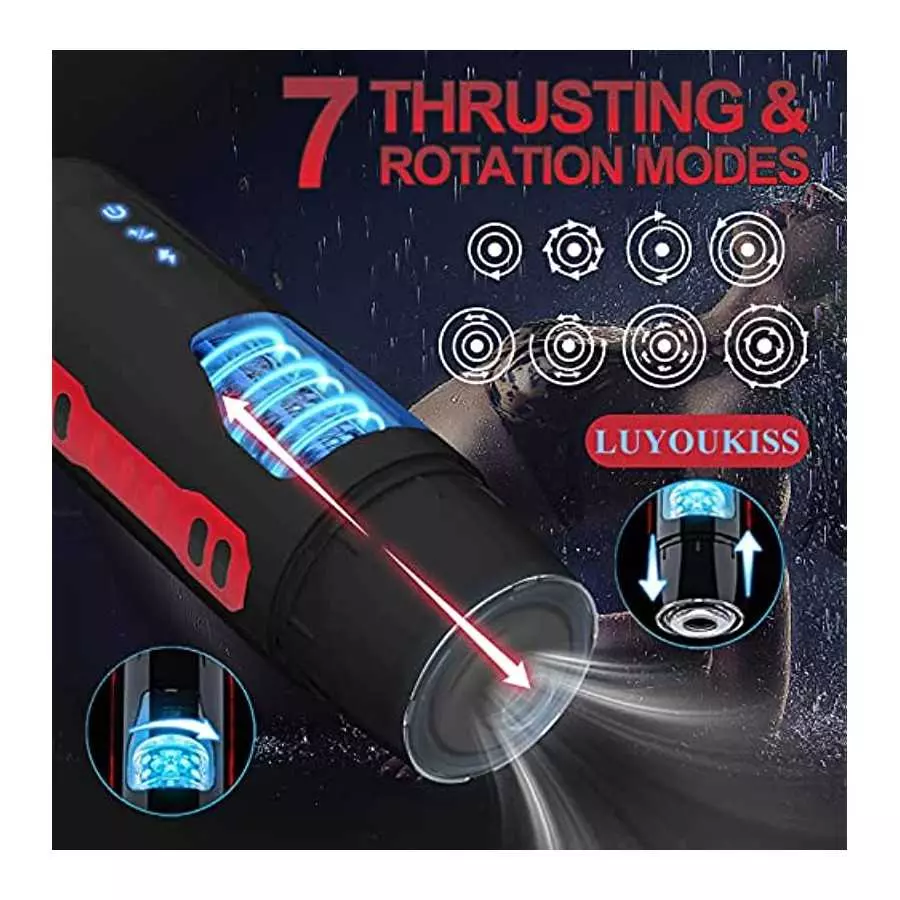 Luyoukiss Automatic Male Masturbator Cup, Penis Stroker with 7 Thrusting & Roating Modes LCD Display Electric Pocket Pussy for M