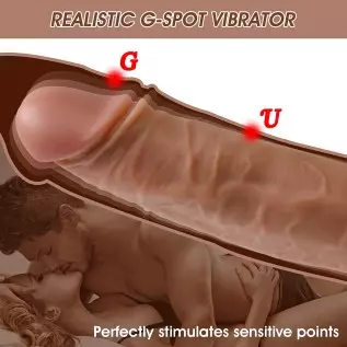 Realistic Dildo Vibrator,OHYER 8.46 Inch 10 Powerful Vibrating Dildo Sex Toy Vibrator for Vaginal G Spot & Anal Play with Suctio