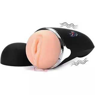 Electric Vibrating Pocket Pussy,Male Masturbators with 3D Realistic Textured,10 Vibration Blowjob Toy with 5.9 Inches Intertable