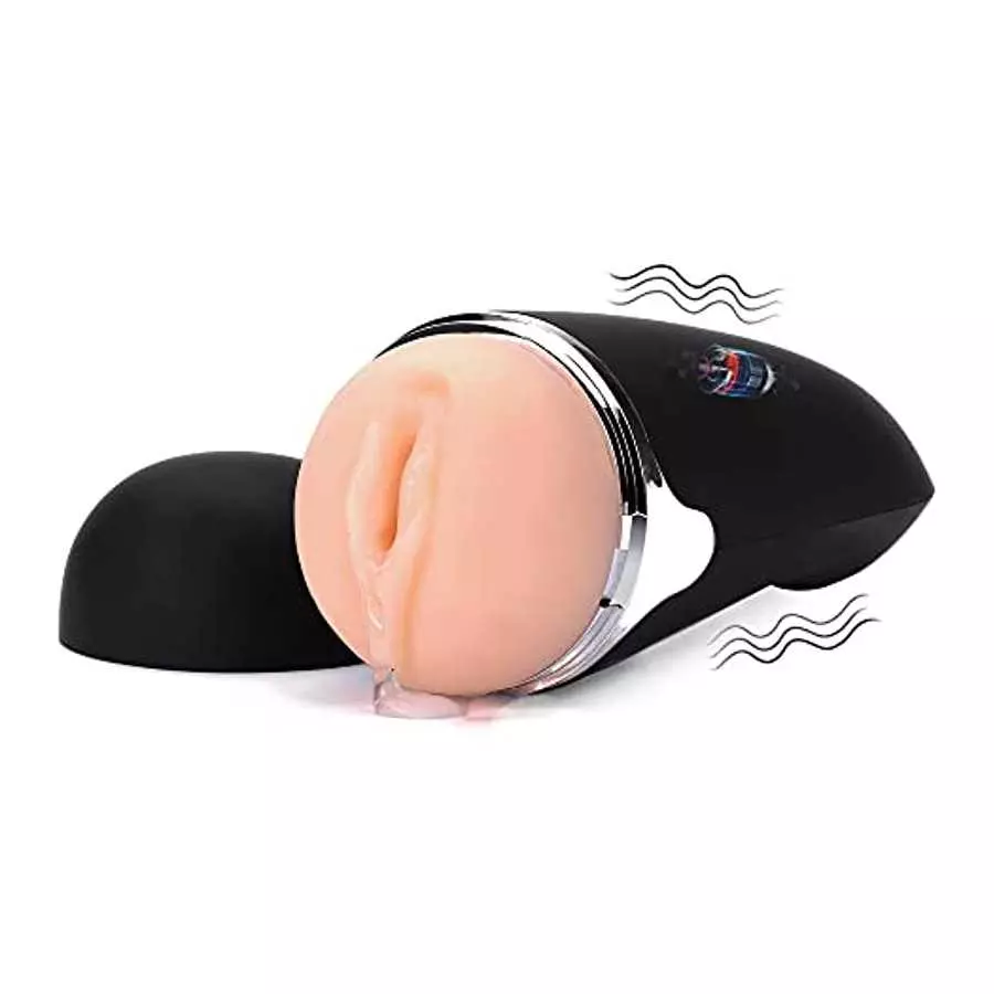Electric Vibrating Pocket Pussy,Male Masturbators with 3D Realistic Textured,10 Vibration Blowjob Toy with 5.9 Inches Intertable