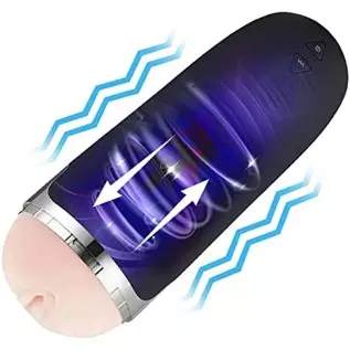 Electric Vibrating Pocket Pussy,Male Masturbators with 3D Realistic Textured,10 Vibration Blowjob Toy with 5.9 Inches Intertable