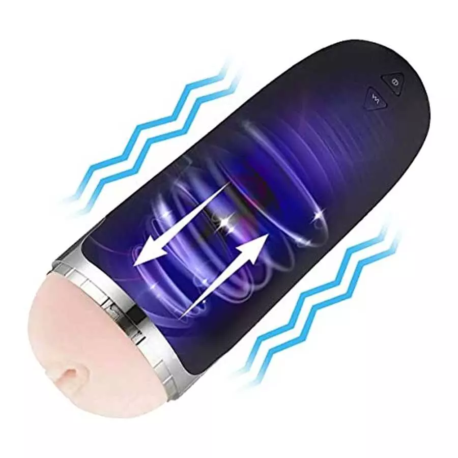 Electric Vibrating Pocket Pussy,Male Masturbators with 3D Realistic Textured,10 Vibration Blowjob Toy with 5.9 Inches Intertable