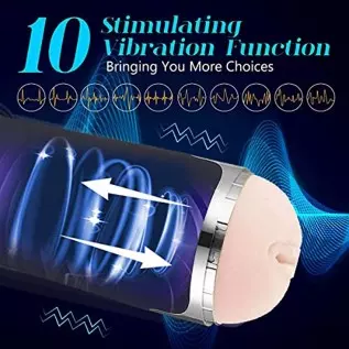 Electric Vibrating Pocket Pussy,Male Masturbators with 3D Realistic Textured,10 Vibration Blowjob Toy with 5.9 Inches Intertable