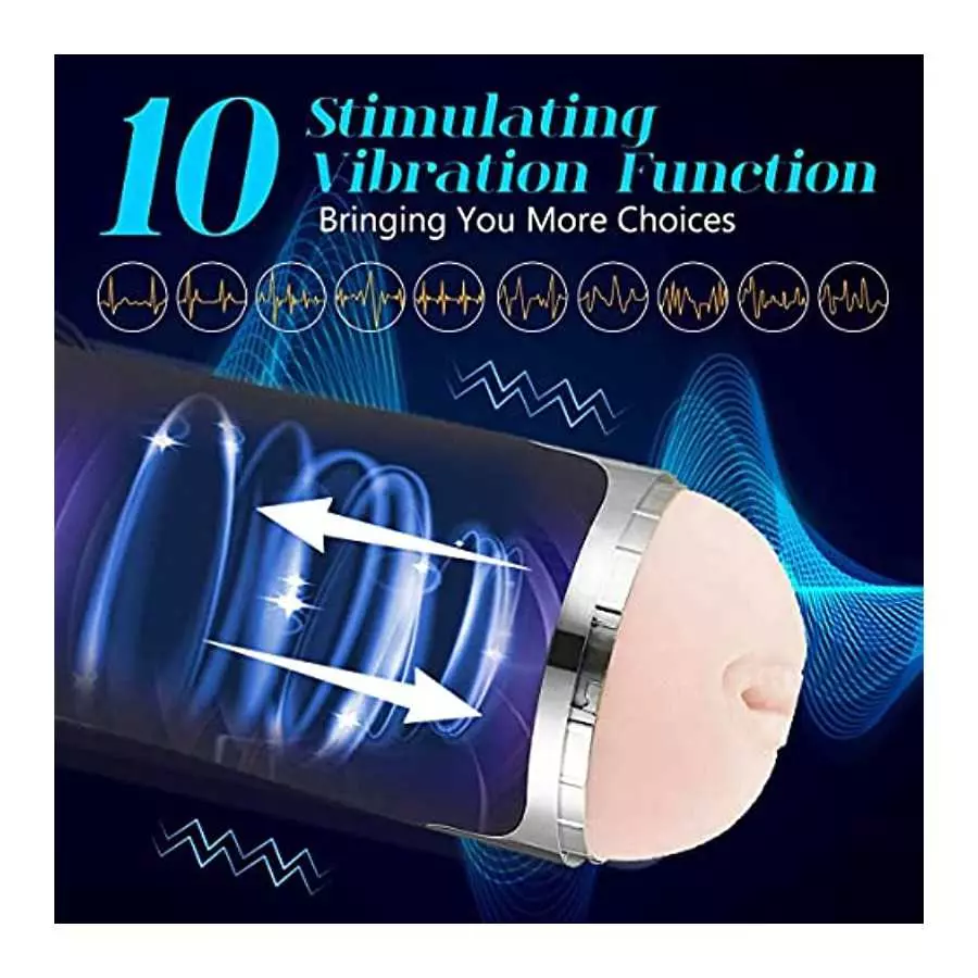 Electric Vibrating Pocket Pussy,Male Masturbators with 3D Realistic Textured,10 Vibration Blowjob Toy with 5.9 Inches Intertable