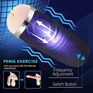 Electric Vibrating Pocket Pussy,Male Masturbators with 3D Realistic Textured,10 Vibration Blowjob Toy with 5.9 Inches Intertable