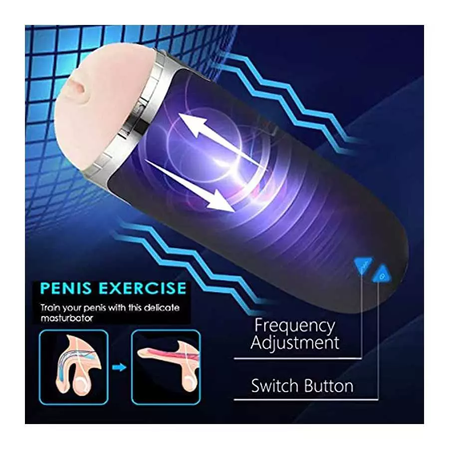 Electric Vibrating Pocket Pussy,Male Masturbators with 3D Realistic Textured,10 Vibration Blowjob Toy with 5.9 Inches Intertable