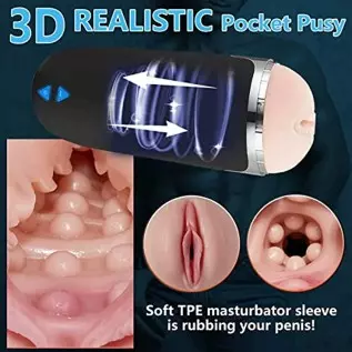 Electric Vibrating Pocket Pussy,Male Masturbators with 3D Realistic Textured,10 Vibration Blowjob Toy with 5.9 Inches Intertable