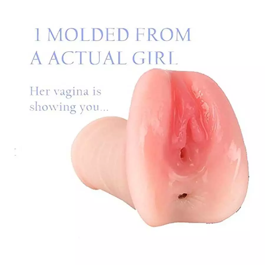Realistic Male Masturbator Molded from A Beautiful Girl, 2 in 1 Pocket Pussy with 3D Lifelike Texture Vagina and Tight Anal, GOU