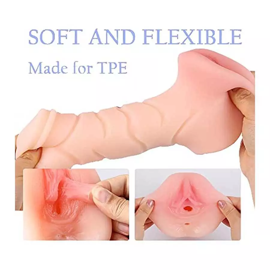 Realistic Male Masturbator Molded from A Beautiful Girl, 2 in 1 Pocket Pussy with 3D Lifelike Texture Vagina and Tight Anal, GOU