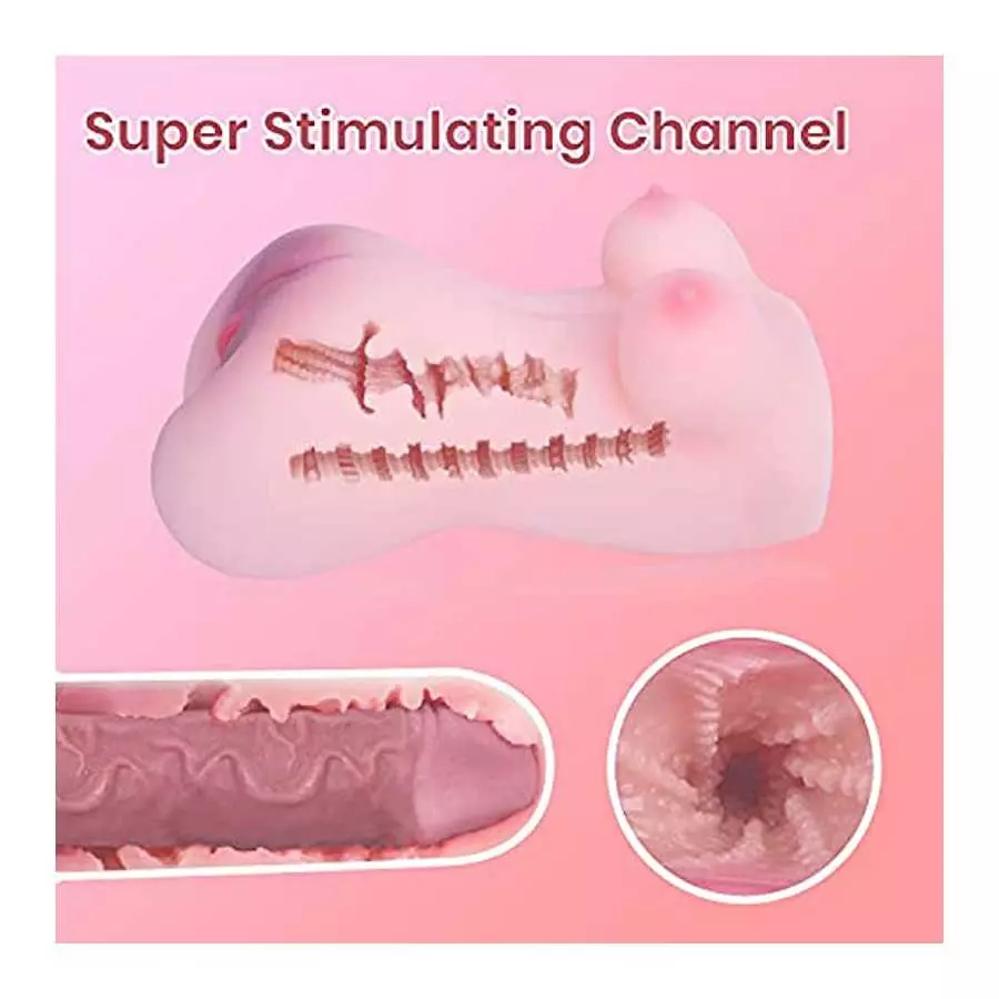 Male Masturbators Pocket Pussy with Textured Vagina and Tight Anus, Mini Love Doll Torso with Boobs for Men Pleasure