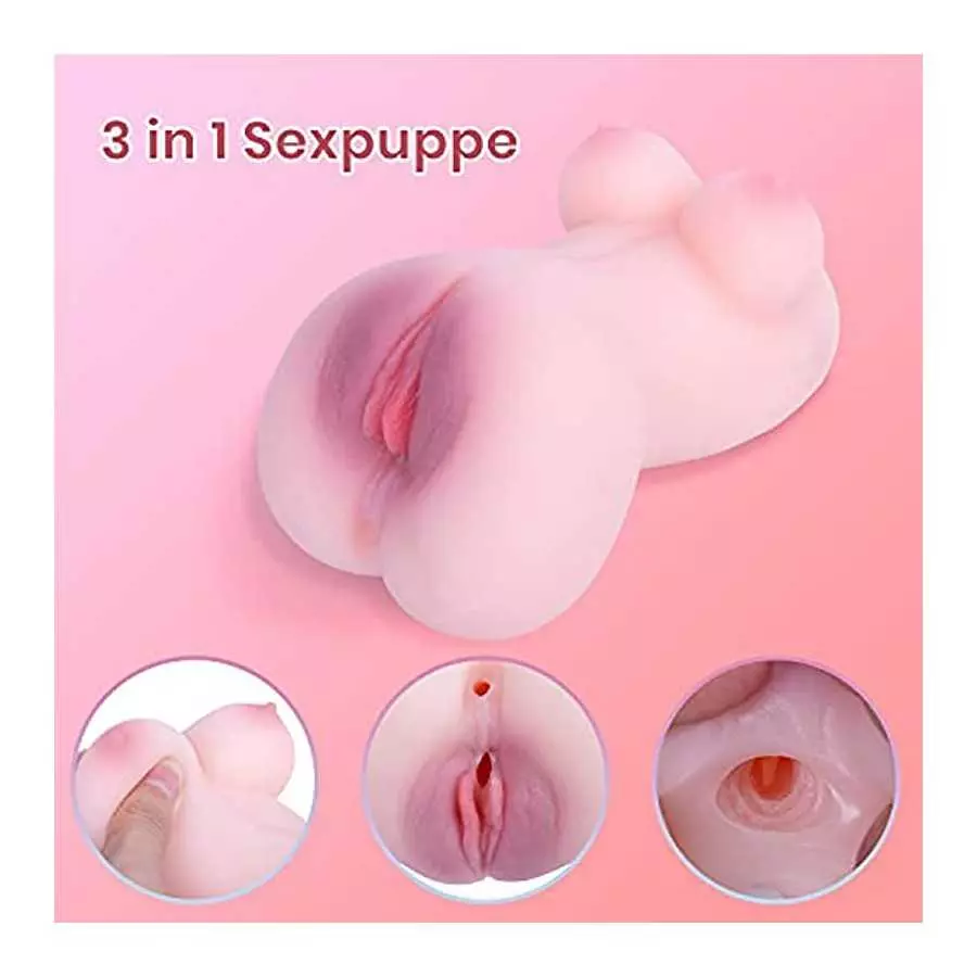 Male Masturbators Pocket Pussy with Textured Vagina and Tight Anus, Mini Love Doll Torso with Boobs for Men Pleasure