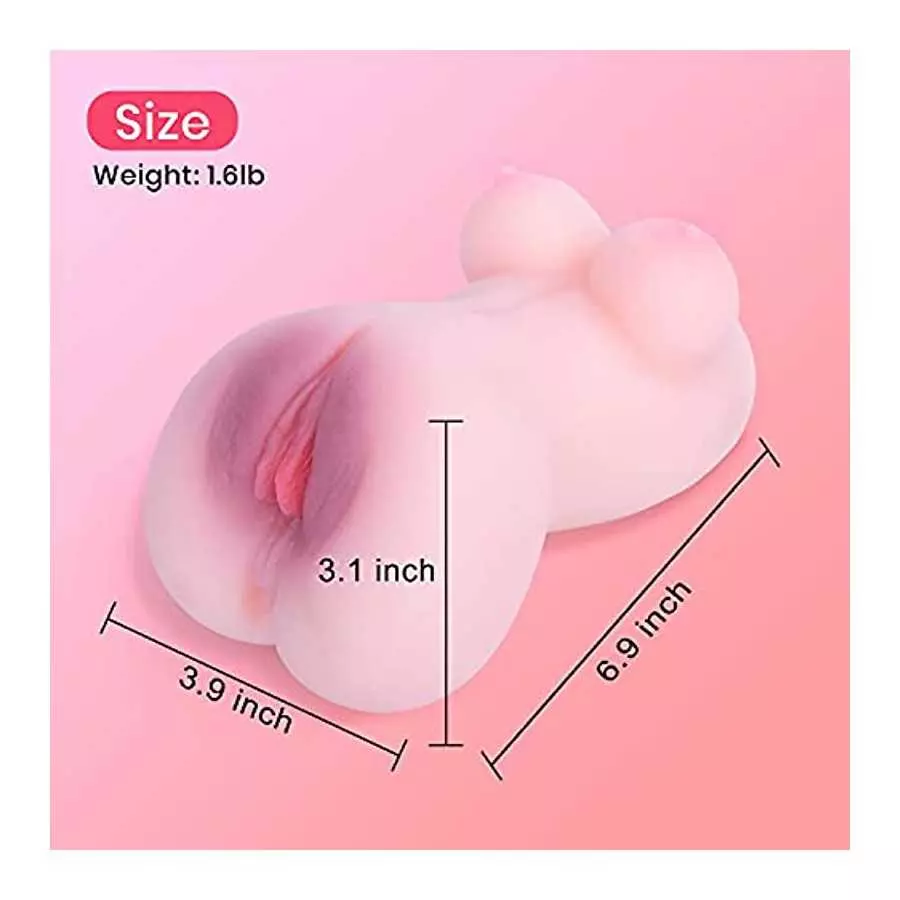 Male Masturbators Pocket Pussy with Textured Vagina and Tight Anus, Mini Love Doll Torso with Boobs for Men Pleasure