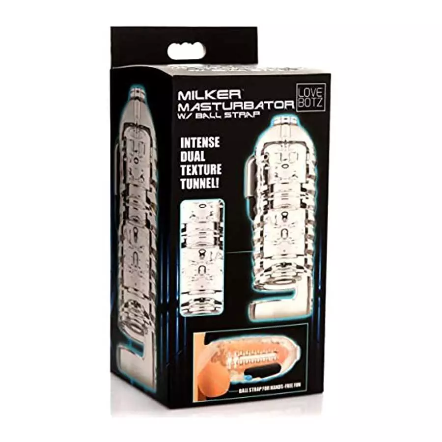 LOVEBOTZ Milker Masturbator Sleeve with Ball Strap for Men & Couples. Extra Tight & Thick Ribbed Tunnel for Stimulation. Compati