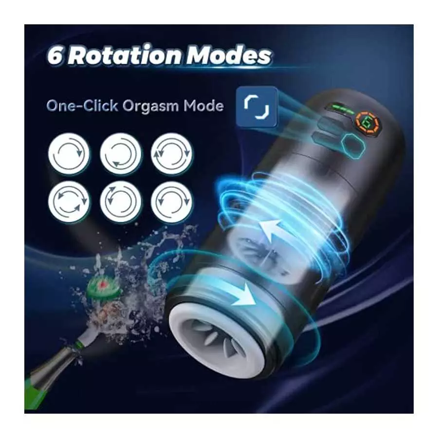 Automatic Bidirectional Rotating Male Masturbator Sex Toy with 6 Rotation, LOVENOTE Pocket Pussy with Realistic Sleeve Stroker M