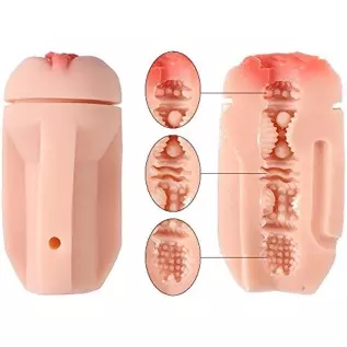 Male Masturbators Cup 3D Realistic Vagina and Mouth Masturbator with Teeth and Tongue Masturbation Cup