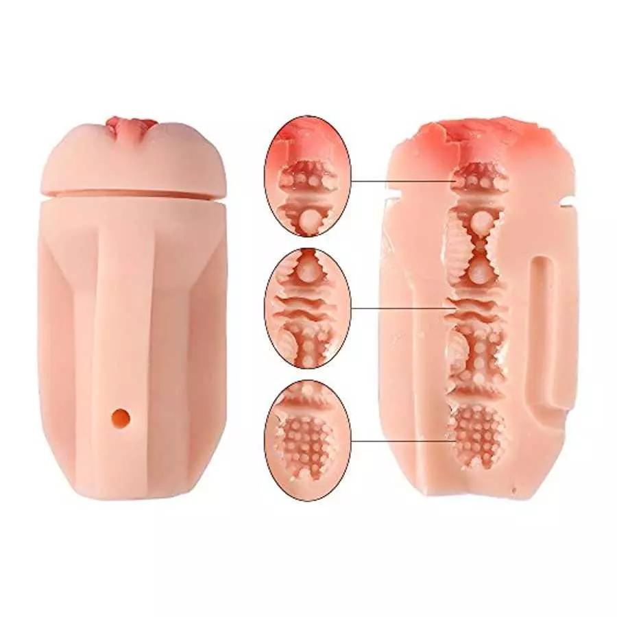 Male Masturbators Cup 3D Realistic Vagina and Mouth Masturbator with Teeth and Tongue Masturbation Cup