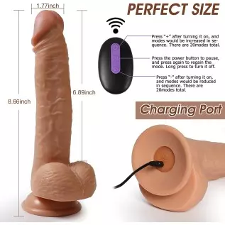 Realistic Dildo Vibrator,OHYER 8.46 Inch 10 Powerful Vibrating Dildo Sex Toy Vibrator for Vaginal G Spot & Anal Play with Suctio