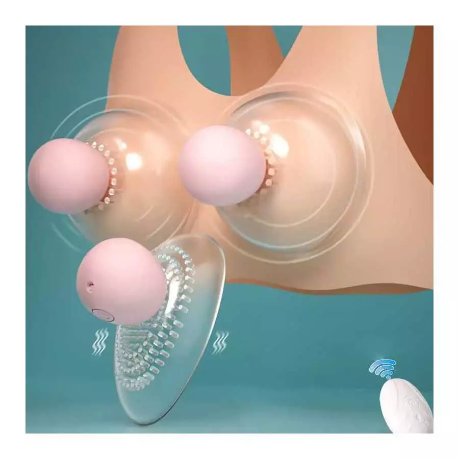 Nipple Stimulation 360° Breast Licking Vagina Vacuum Pump Sucker Breast Massage Stickers Masturbator Sex Toy Vibrator for Women