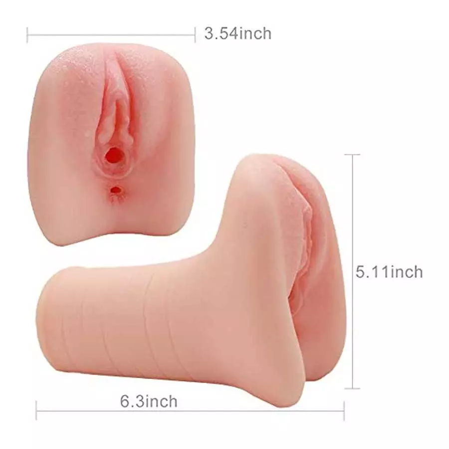 Pocket Pussy Male Masturbator Cup with 2 Built-in Cork Ring Realistic Textured Stroker with Vagina and Tight Anus for Men