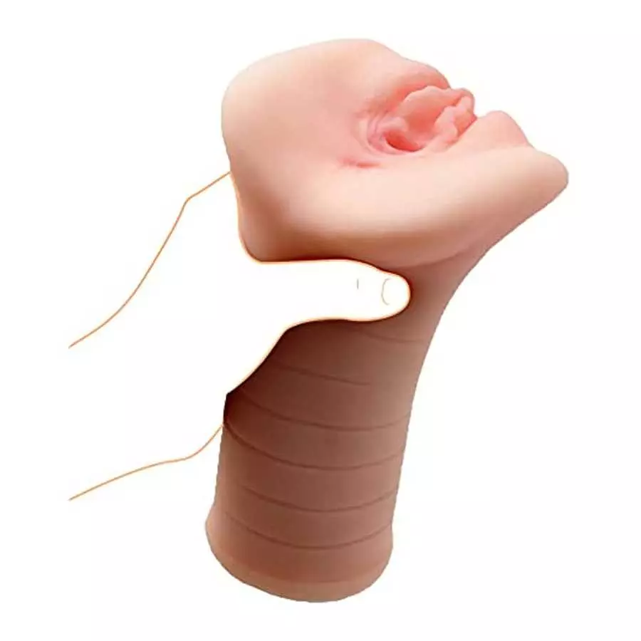 Pocket Pussy Male Masturbator Cup with 2 Built-in Cork Ring Realistic Textured Stroker with Vagina and Tight Anus for Men