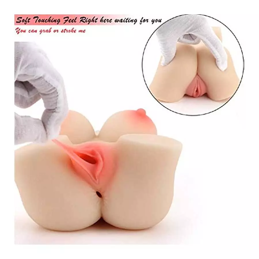 Small Sex Dolls Male Masturbator with Realistic Boobs Vaginal & Anal, Pocket Pussy Ass Sexy Love Doll, 3 in 1 Female Torso Adult