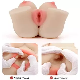 Small Sex Dolls Male Masturbator with Realistic Boobs Vaginal & Anal, Pocket Pussy Ass Sexy Love Doll, 3 in 1 Female Torso Adult