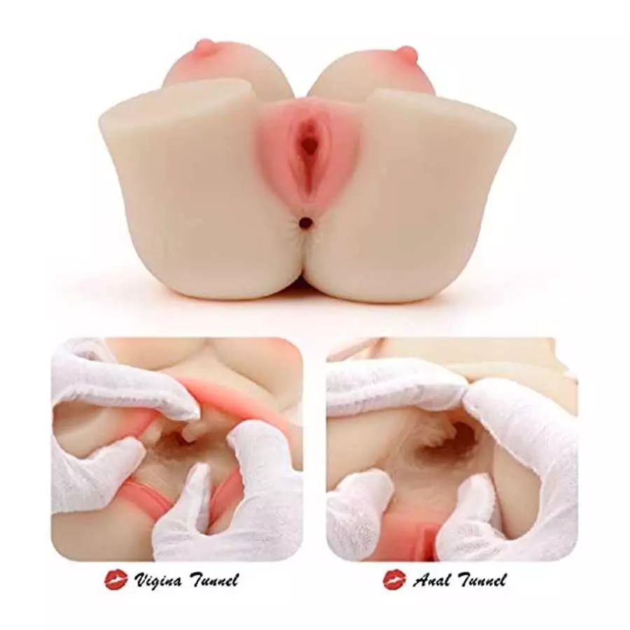 Small Sex Dolls Male Masturbator with Realistic Boobs Vaginal & Anal, Pocket Pussy Ass Sexy Love Doll, 3 in 1 Female Torso Adult