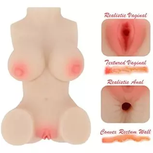 Small Sex Dolls Male Masturbator with Realistic Boobs Vaginal & Anal, Pocket Pussy Ass Sexy Love Doll, 3 in 1 Female Torso Adult