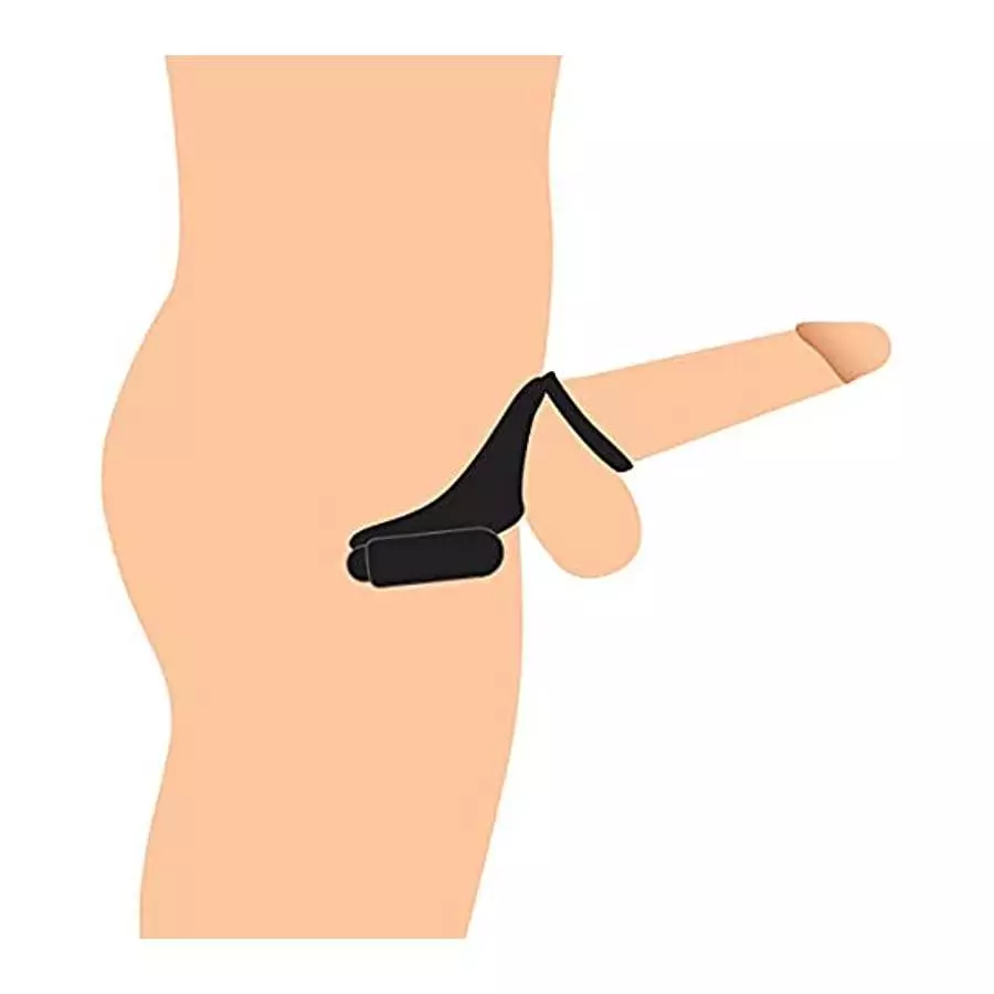 Trinity Vibes 7X Silicone C-Ring with Vibrating Taint Stimulator, Black