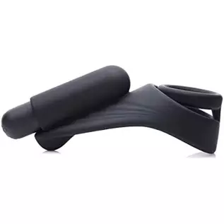 Trinity Vibes 7X Silicone C-Ring with Vibrating Taint Stimulator, Black