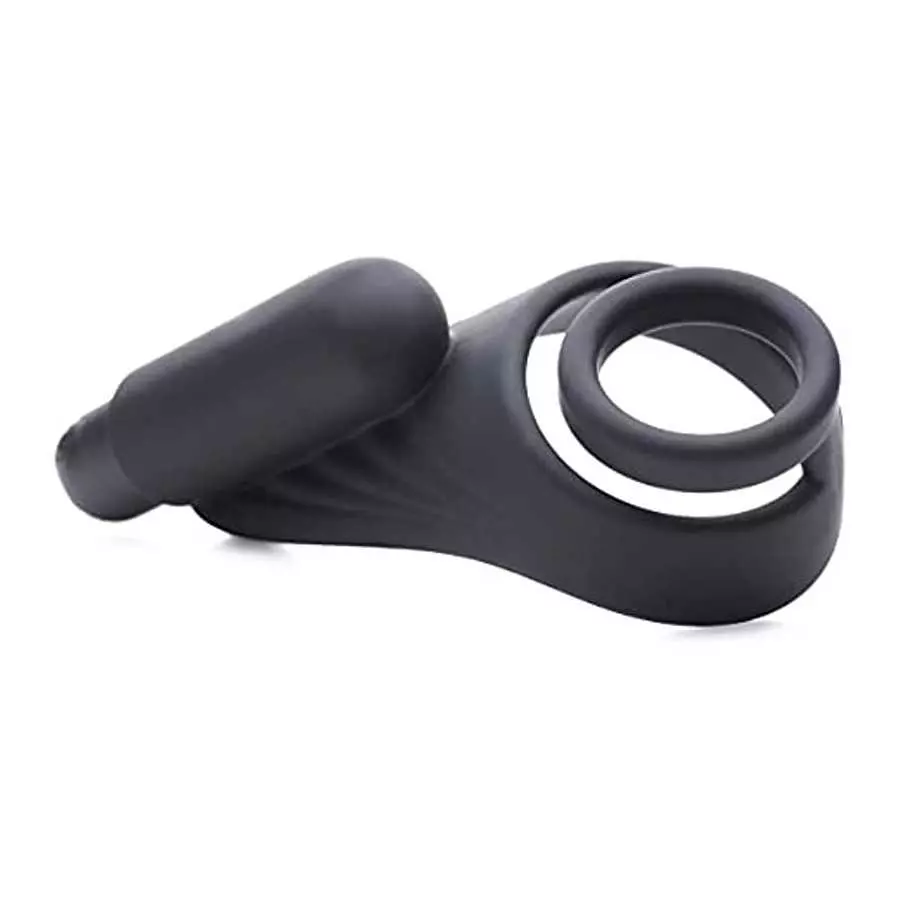 Trinity Vibes 7X Silicone C-Ring with Vibrating Taint Stimulator, Black
