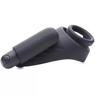 Trinity Vibes 7X Silicone C-Ring with Vibrating Taint Stimulator, Black