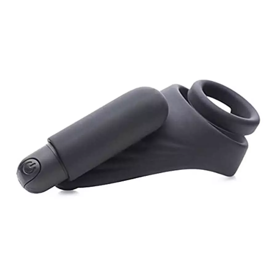 Trinity Vibes 7X Silicone C-Ring with Vibrating Taint Stimulator, Black