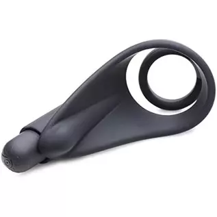 Trinity Vibes 7X Silicone C-Ring with Vibrating Taint Stimulator, Black
