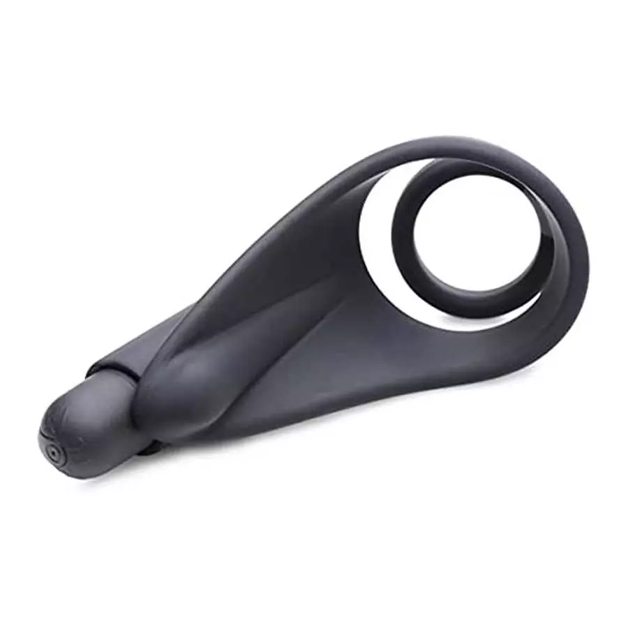 Trinity Vibes 7X Silicone C-Ring with Vibrating Taint Stimulator, Black