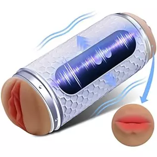 Automatic Male Masturbator,2 in 1 Mouth and Pussy Double Experience Male Masturbators Cup with 12 Thrusting & Rotating Modes for