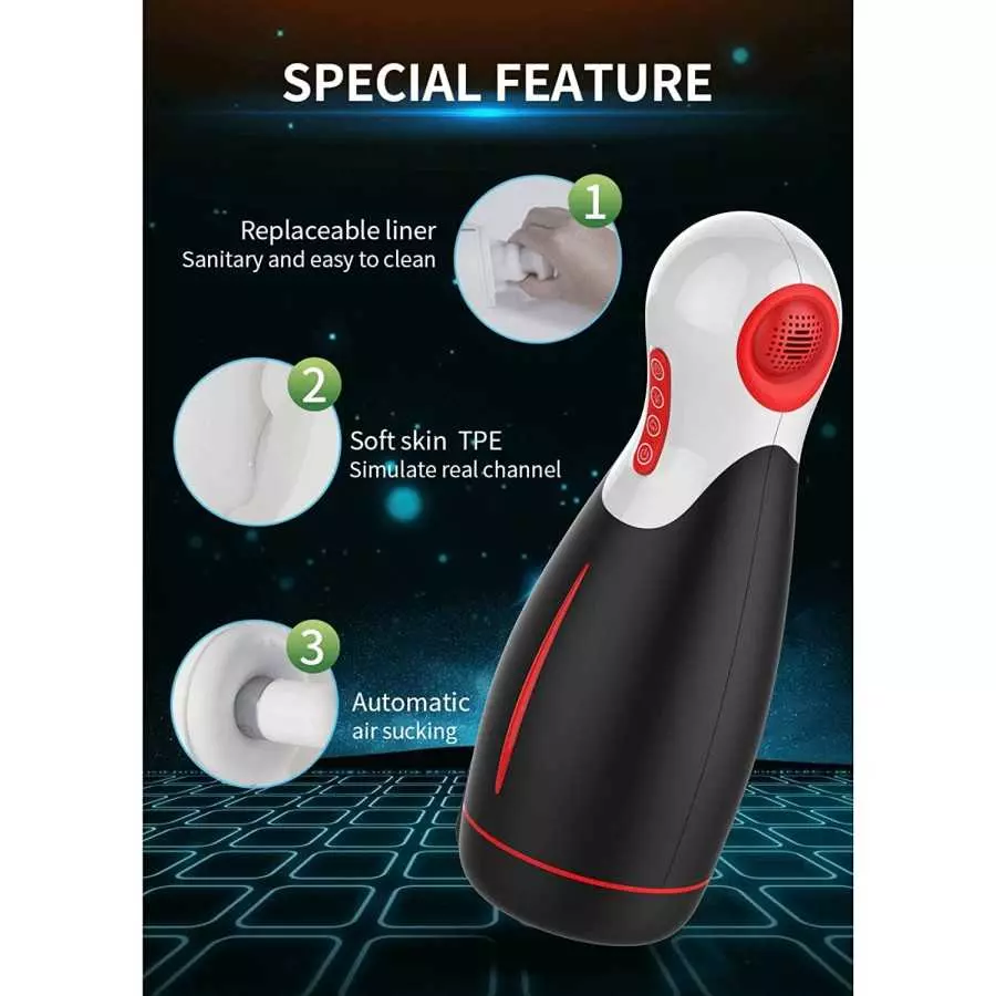 Automatic Male Masturbator Cup for Blowjob Penis Simulator with 10 Vibration and 3 Sucking & Clamping Frequencies, Electric Pock