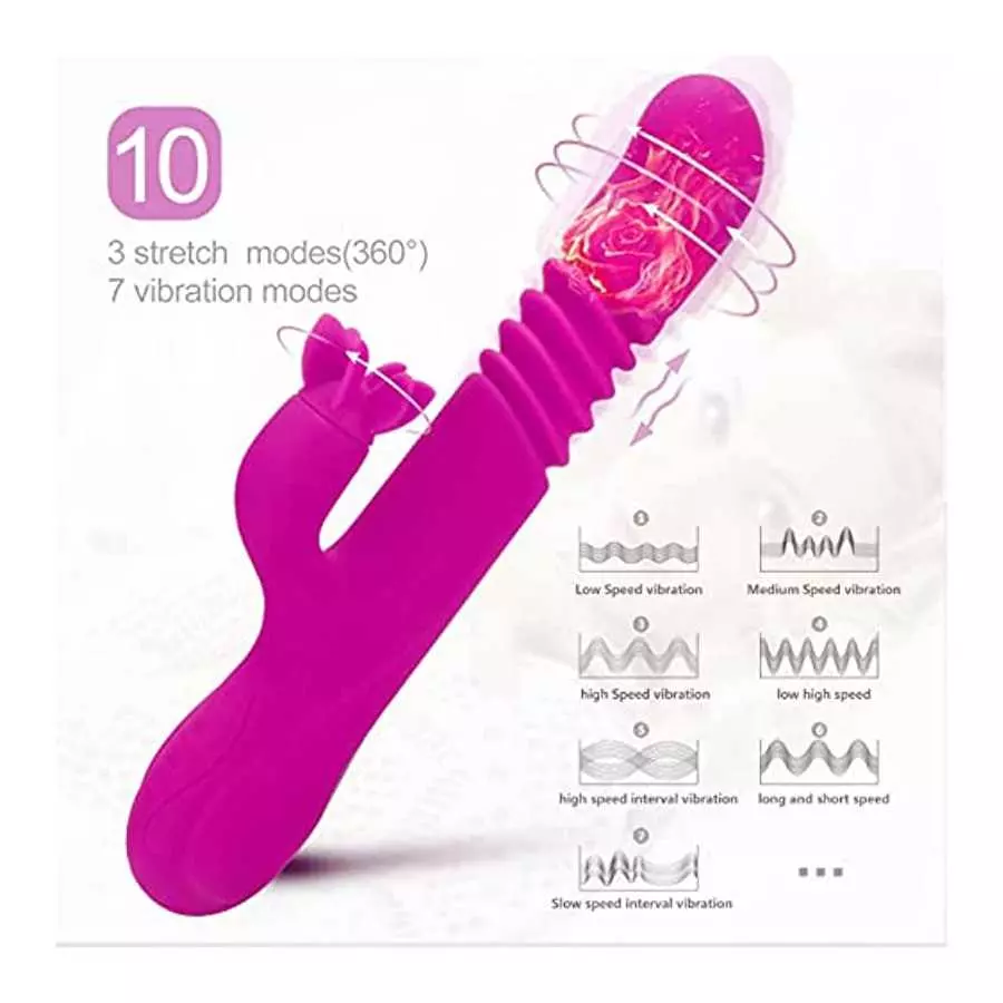 G Spot Vibrator, Clitoris Stimulator for Women Sex Toy, Dual Motors Telescopic Vibrator with Heating Function (3 Stretch & 7 Vib
