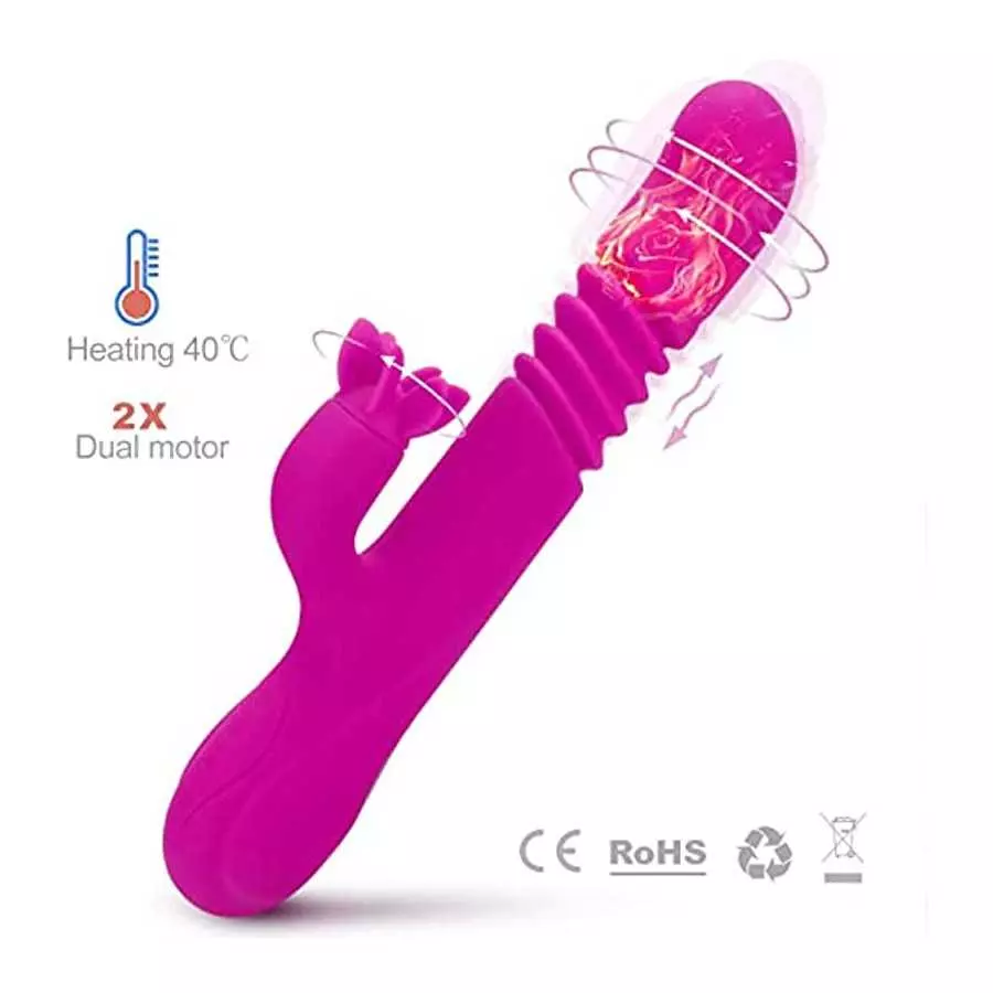 G Spot Vibrator, Clitoris Stimulator for Women Sex Toy, Dual Motors Telescopic Vibrator with Heating Function (3 Stretch & 7 Vib