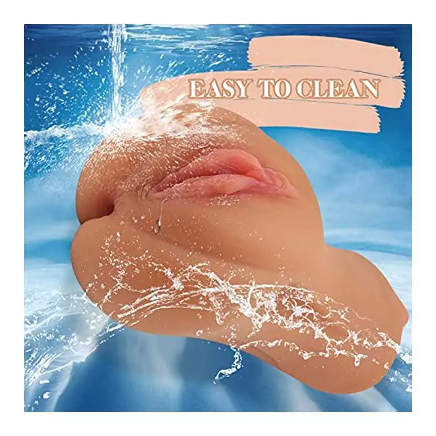 Realistic Pocket Pussy Male Masturbator, 3 in 1 Sex Doll with Lifelike Vagina, Tight Anus and Face, Male Sex Toys Dual Channel D