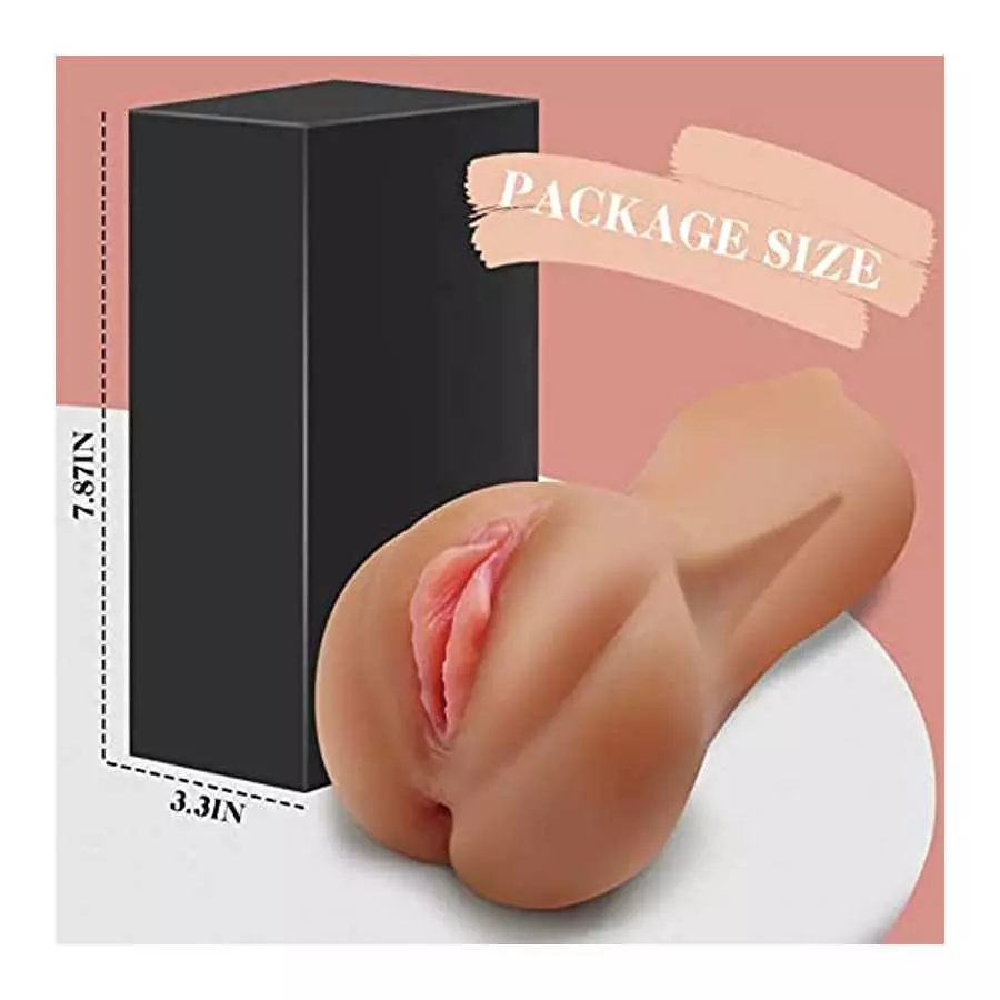 Realistic Pocket Pussy Male Masturbator, 3 in 1 Sex Doll with Lifelike Vagina, Tight Anus and Face, Male Sex Toys Dual Channel D